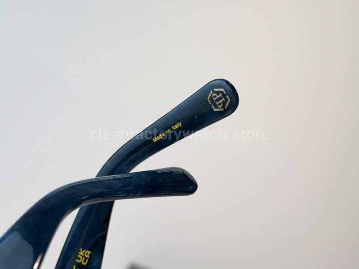 Philipp Plein SPP181M Square Sunglasses | Blue Frame with Blue-Grey to Yellow Gradient Lenses - Image 9