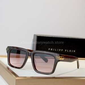 Philipp Plein SPP181M Square Sunglasses | Brown Frame with Pink Gradient Lenses