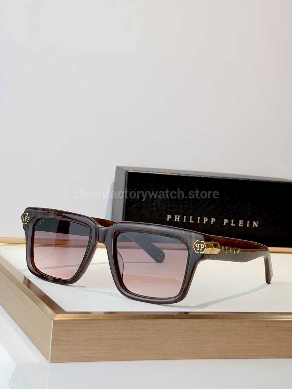 Philipp Plein SPP181M Square Sunglasses | Brown Frame with Pink Gradient Lenses