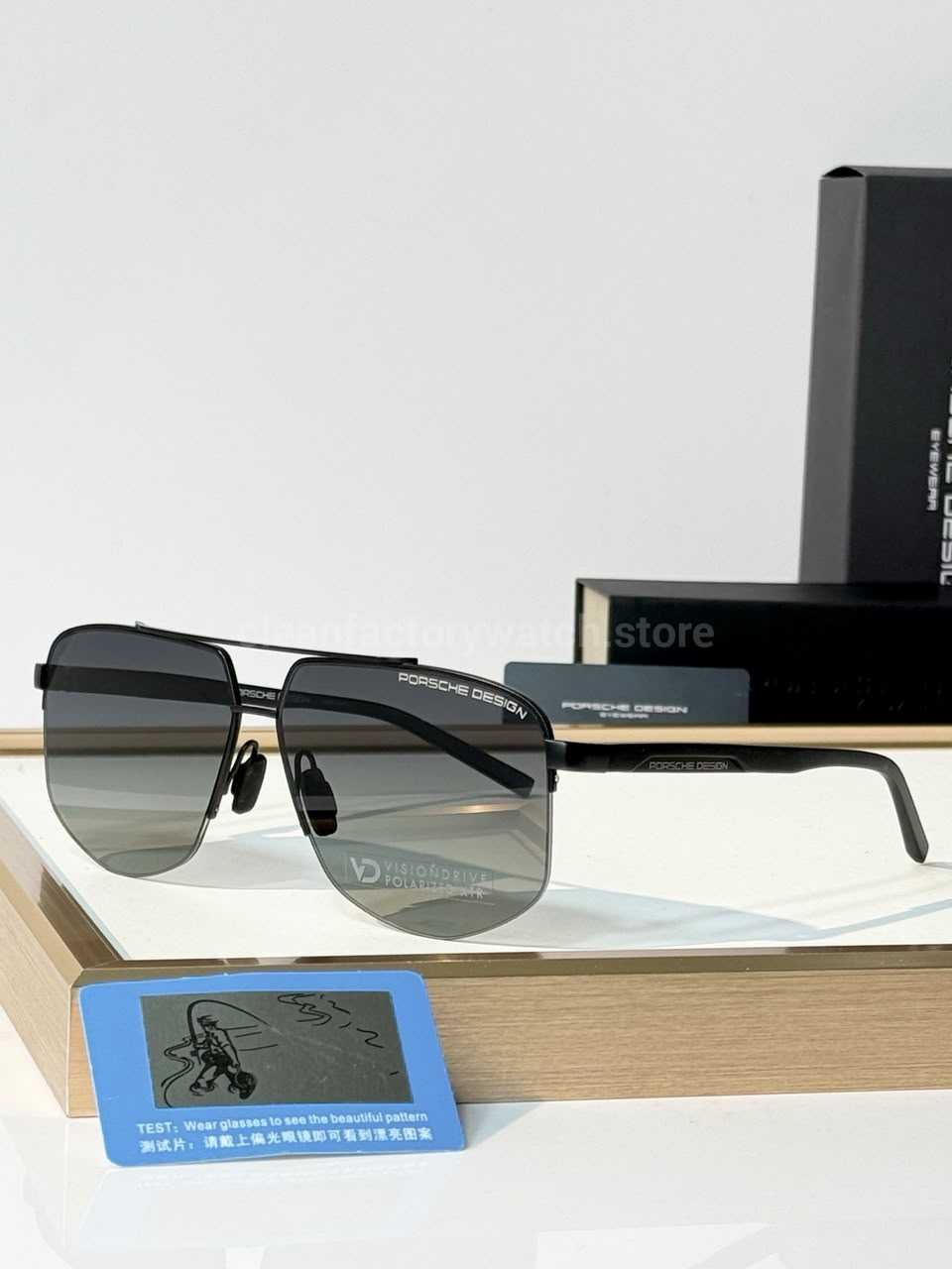 Porsche Design P8943 Aviator Polarized Sunglasses | Black Frame, Double Bridge & Grey Gradient Lenses