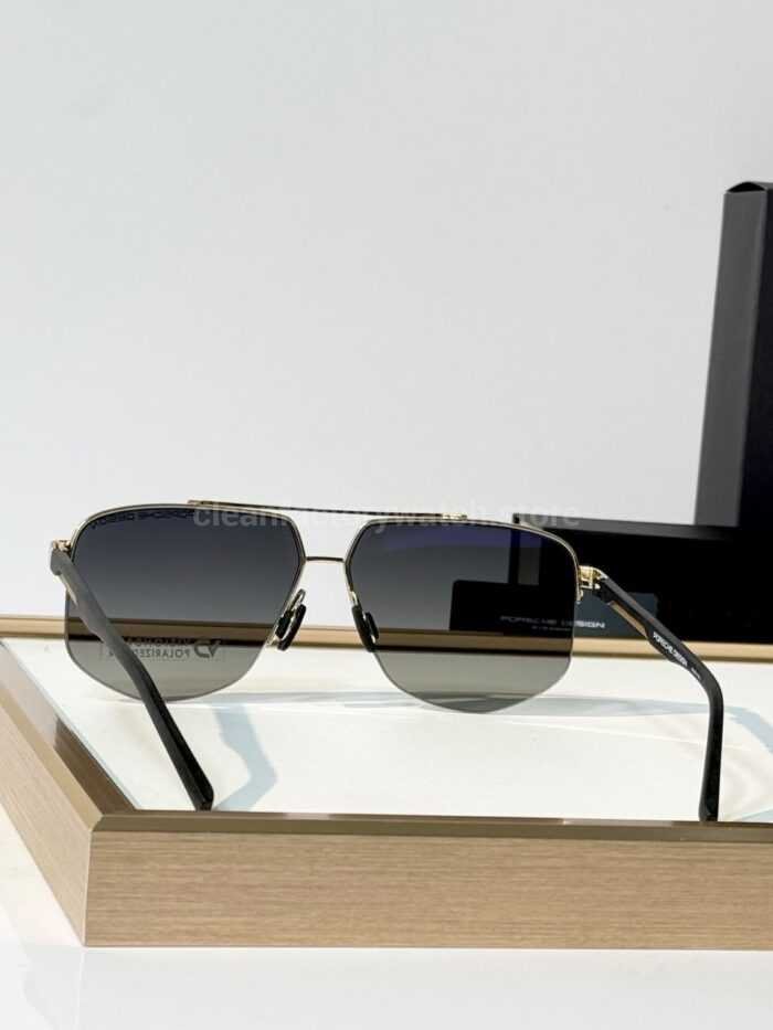 Porsche Design P8943 Aviator Polarized Sunglasses | Gold-Tone Frame, Black Temples & Grey Gradient Lenses - Image 4