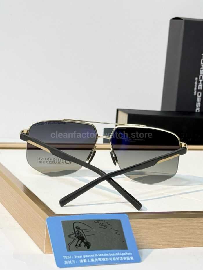 Porsche Design P8943 Aviator Polarized Sunglasses | Gold-Tone Frame, Black Temples & Grey Gradient Lenses - Image 5