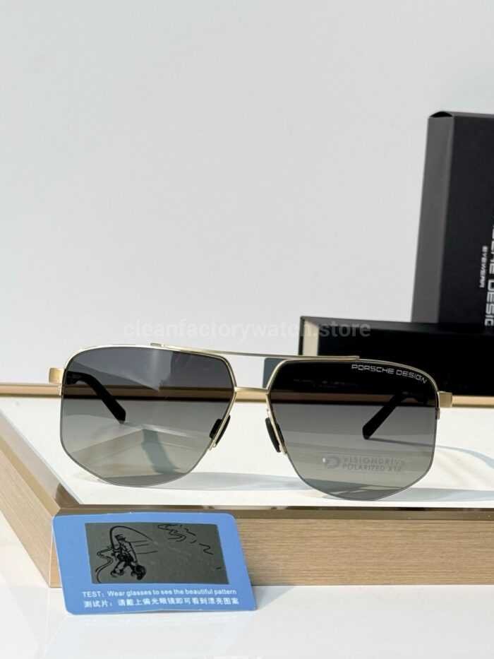 Porsche Design P8943 Aviator Polarized Sunglasses | Gold-Tone Frame, Black Temples & Grey Gradient Lenses - Image 3