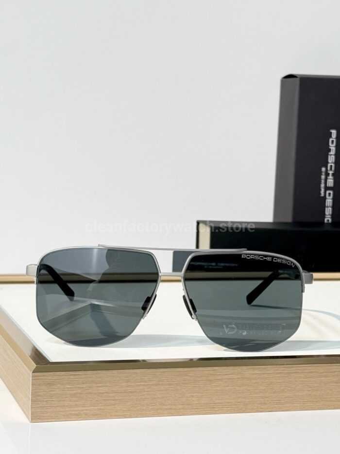 Porsche Design P8943 Aviator Polarized Sunglasses | Silver-Tone Frame, Double Bridge & Grey-Green Lenses - Image 10