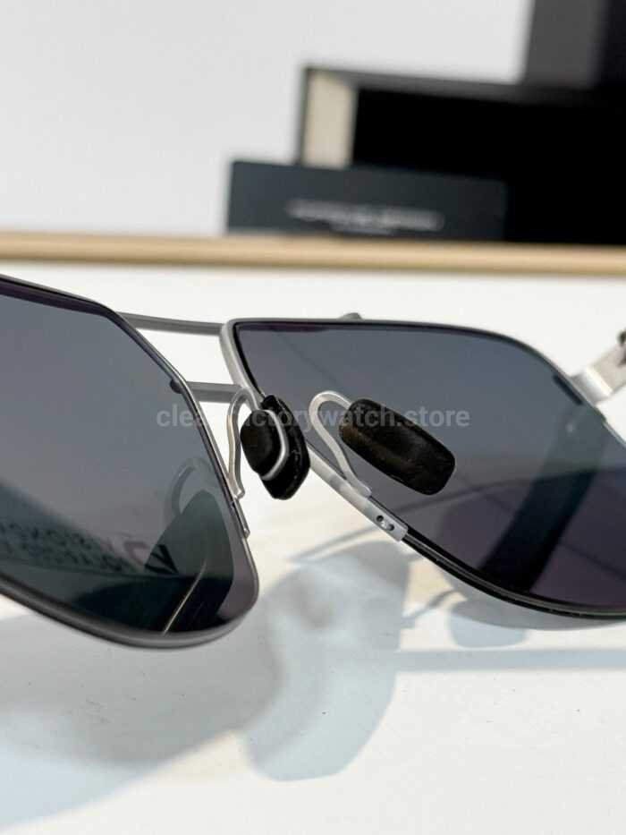 Porsche Design P8943 Aviator Polarized Sunglasses | Silver-Tone Frame, Double Bridge & Grey-Green Lenses - Image 8
