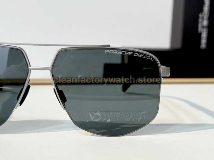 Porsche Design P8943 Aviator Polarized Sunglasses | Silver-Tone Frame, Double Bridge & Grey-Green Lenses - Image 7