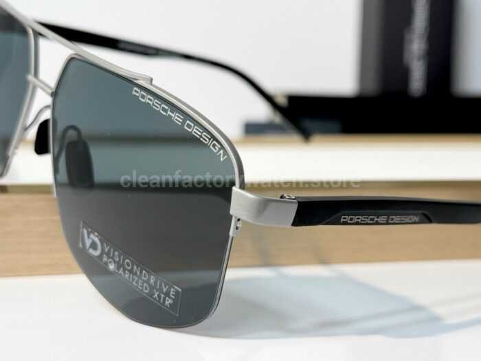 Porsche Design P8943 Aviator Polarized Sunglasses | Silver-Tone Frame, Double Bridge & Grey-Green Lenses - Image 6