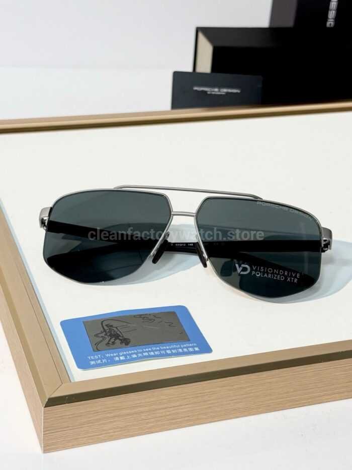 Porsche Design P8943 Aviator Polarized Sunglasses | Silver-Tone Frame, Double Bridge & Grey-Green Lenses - Image 5