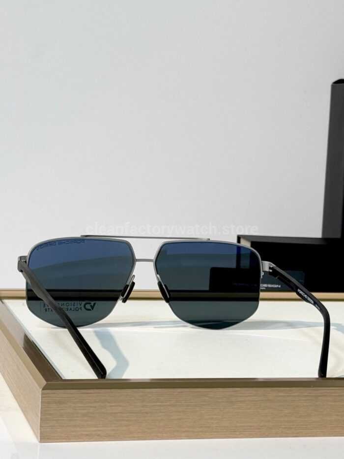 Porsche Design P8943 Aviator Polarized Sunglasses | Silver-Tone Frame, Double Bridge & Grey-Green Lenses - Image 4