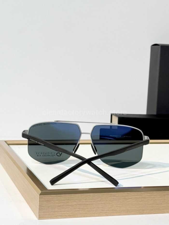 Porsche Design P8943 Aviator Polarized Sunglasses | Silver-Tone Frame, Double Bridge & Grey-Green Lenses - Image 3