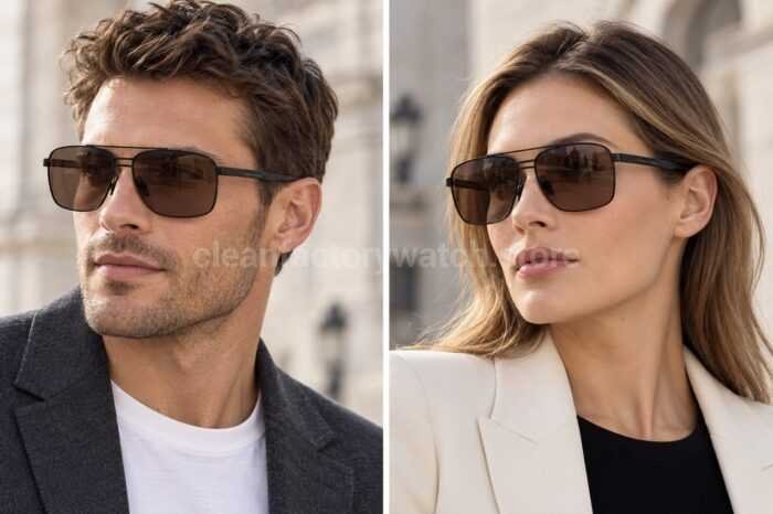 Porsche Design P8944 Square Polarized Sunglasses | Black Frame, Double Bridge & Brown Lenses - Image 2