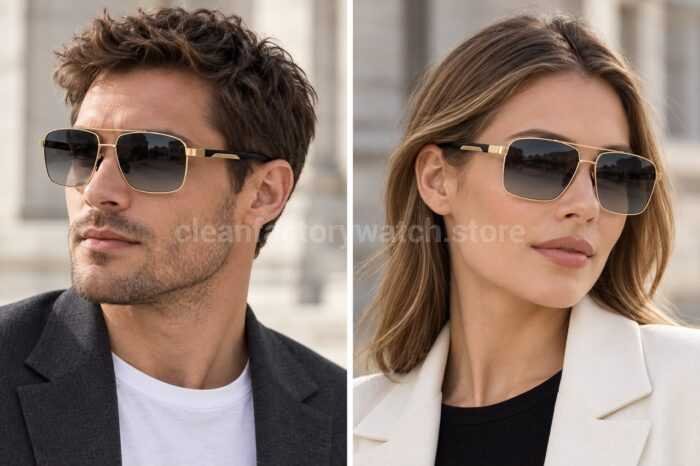 Porsche Design P8944 Square Polarized Sunglasses | Gold-Tone Frame, Double Bridge & Grey Gradient Lenses - Image 2