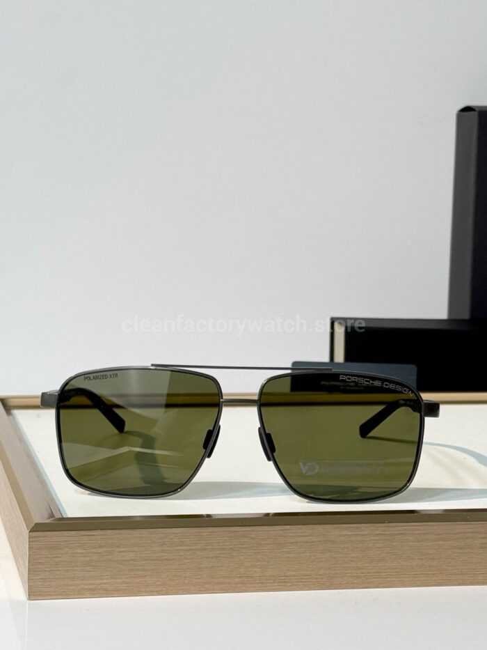 Porsche Design P8944 Square Polarized Sunglasses | Gunmetal Frame, Double Bridge & Olive Green Lenses - Image 3
