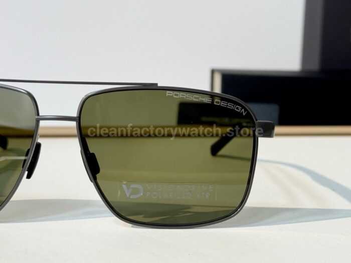 Porsche Design P8944 Square Polarized Sunglasses | Gunmetal Frame, Double Bridge & Olive Green Lenses - Image 10