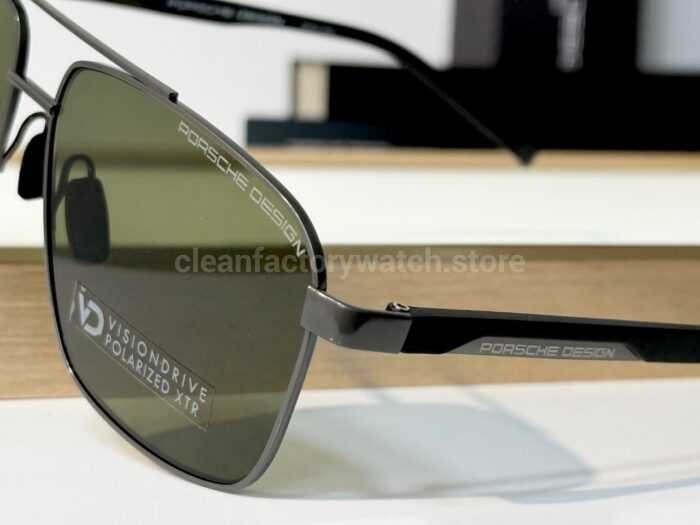 Porsche Design P8944 Square Polarized Sunglasses | Gunmetal Frame, Double Bridge & Olive Green Lenses - Image 8