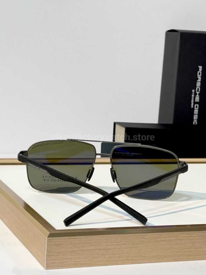 Porsche Design P8944 Square Polarized Sunglasses | Gunmetal Frame, Double Bridge & Olive Green Lenses - Image 6