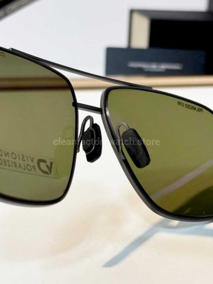 Porsche Design P8944 Square Polarized Sunglasses | Gunmetal Frame, Double Bridge & Olive Green Lenses - Image 5