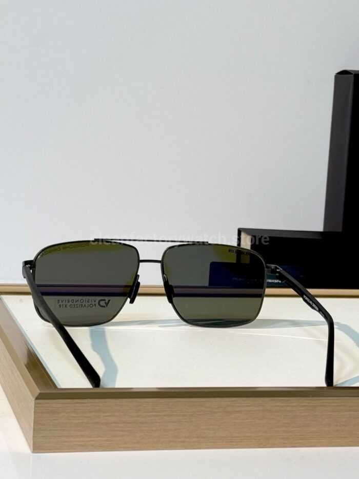 Porsche Design P8944 Square Polarized Sunglasses | Gunmetal Frame, Double Bridge & Olive Green Lenses - Image 4