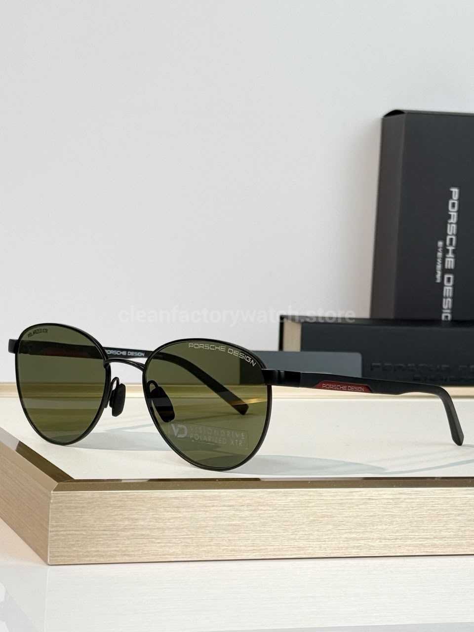 Porsche Design P8945 Round Polarized Sunglasses Black Frame, Black Temples & Olive Green Lenses (1) Porsche Design P8945 Round Polarized Sunglasses | Black Frame, Black Temples & Olive Green Lenses - Image 1