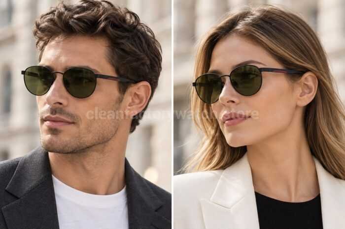 Porsche Design P8945 Round Polarized Sunglasses | Black Frame, Black Temples & Olive Green Lenses - Image 2