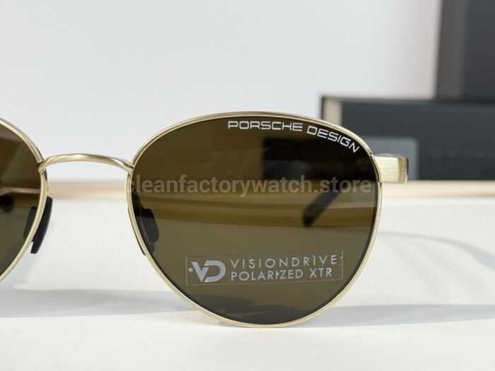 Porsche Design P8945 Round Polarized Sunglasses | Silver-Tone Frame, Black Temples & Dark Brown Lenses - Image 3