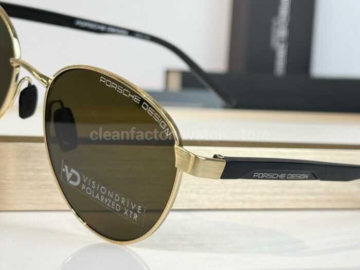 Porsche Design P8945 Round Polarized Sunglasses | Silver-Tone Frame, Black Temples & Dark Brown Lenses - Image 2