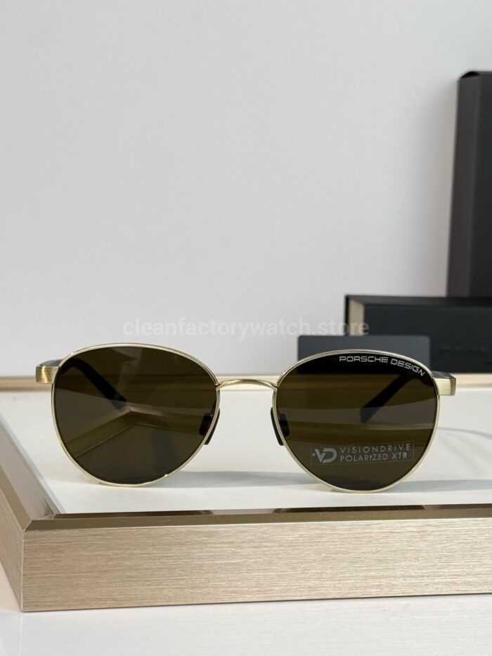 Porsche Design P8945 Round Polarized Sunglasses | Silver-Tone Frame, Black Temples & Dark Brown Lenses - Image 5