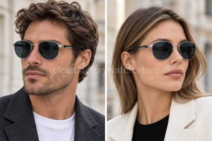 Porsche Design P8945 Round Polarized Sunglasses | Silver-Tone Frame, Black Temples & Grey-Green Lenses - Image 2