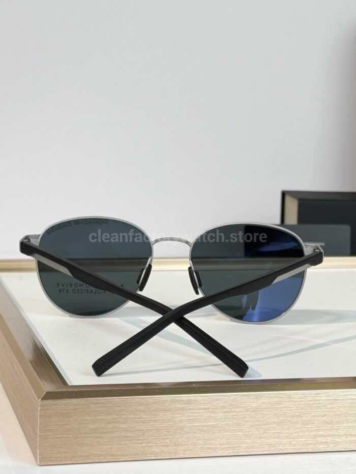 Porsche Design P8945 Round Polarized Sunglasses | Silver-Tone Frame, Black Temples & Grey-Green Lenses - Image 8