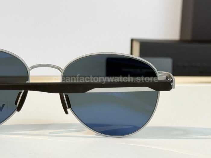 Porsche Design P8945 Round Polarized Sunglasses | Silver-Tone Frame, Black Temples & Grey-Green Lenses - Image 6