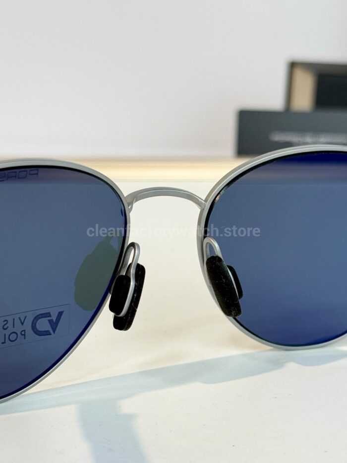 Porsche Design P8945 Round Polarized Sunglasses | Silver-Tone Frame, Black Temples & Grey-Green Lenses - Image 5