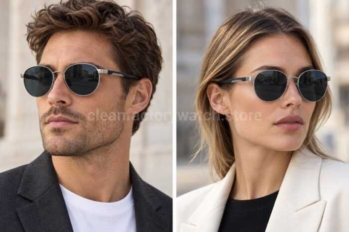 Porsche Design P8945 Round Polarized Sunglasses | Silver-Tone Frame, Black Temples & Grey-Green Lenses - Image 10