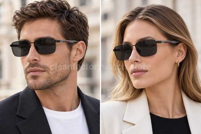 Porsche Design P8982 Square Polarized Sunglasses | Black Frame, Grey Temples & Dark Grey Lenses - Image 2
