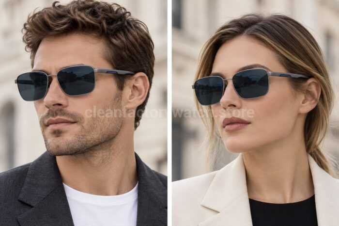 Porsche Design P8982 Square Polarized Sunglasses | Grey Frame, Grey Temples & Grey-Green Lenses - Image 2