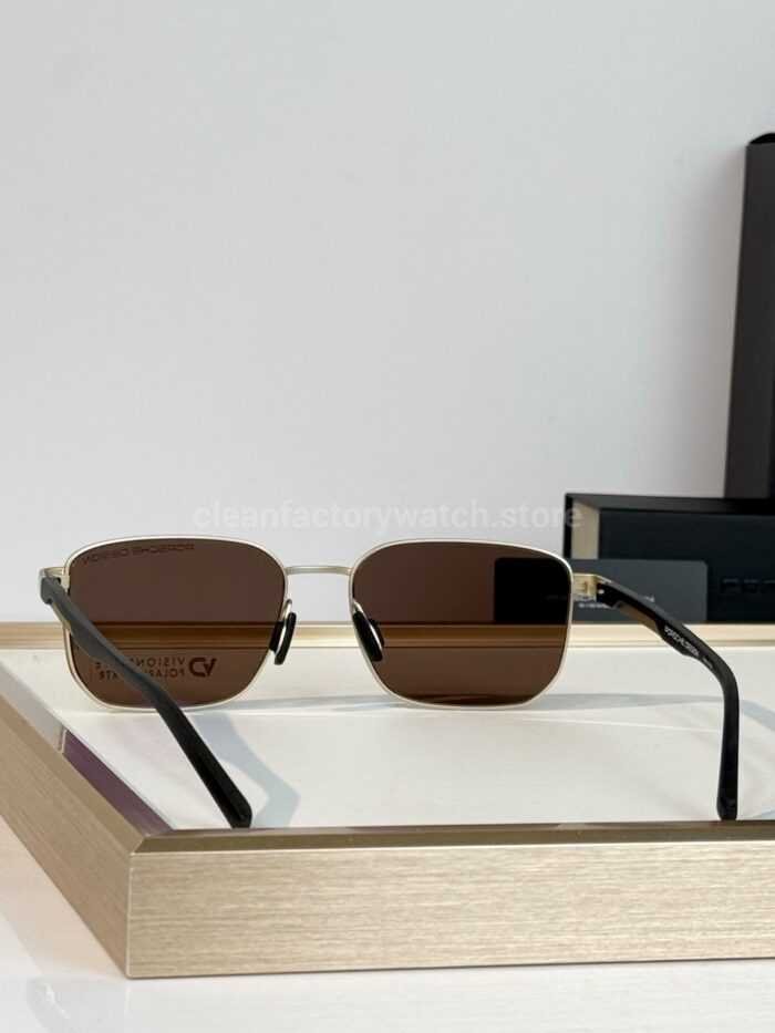Porsche Design P8982 Square Polarized Sunglasses | Silver-Tone Frame, Black Temples & Brown Lenses - Image 6
