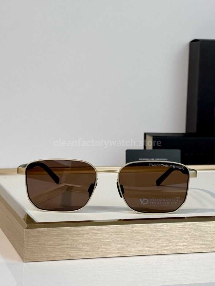 Porsche Design P8982 Square Polarized Sunglasses | Silver-Tone Frame, Black Temples & Brown Lenses - Image 3