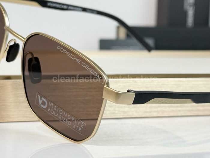 Porsche Design P8982 Square Polarized Sunglasses | Silver-Tone Frame, Black Temples & Brown Lenses - Image 9