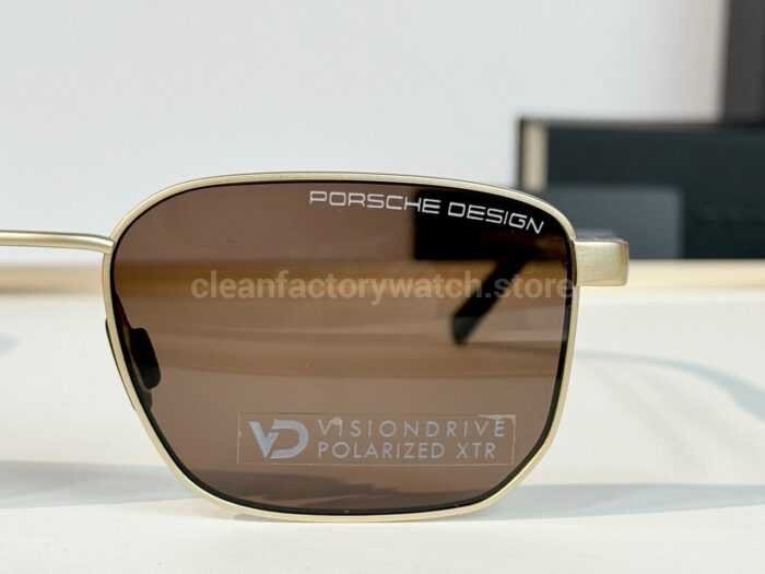 Porsche Design P8982 Square Polarized Sunglasses | Silver-Tone Frame, Black Temples & Brown Lenses - Image 8