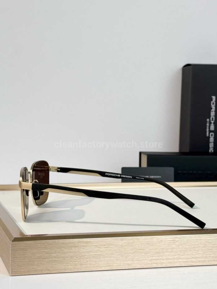 Porsche Design P8982 Square Polarized Sunglasses | Silver-Tone Frame, Black Temples & Brown Lenses - Image 5