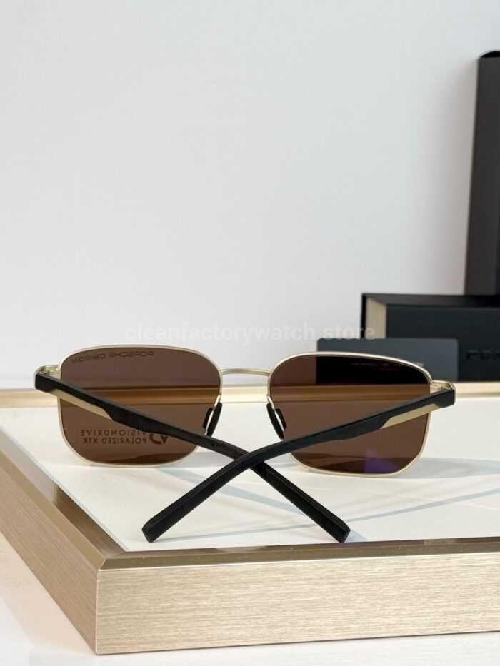 Porsche Design P8982 Square Polarized Sunglasses | Silver-Tone Frame, Black Temples & Brown Lenses - Image 4