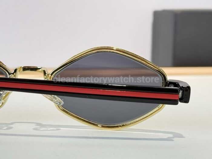 Prada SPS05X Geometric Sunglasses | Transparent Pale Yellow Frame, Black Temples & Dark Grey Lenses - Image 5