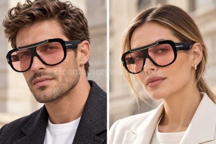 Tom Ford TF1093 RELLEN Oversized Aviator Sunglasses | Black Frame & Pink Lenses - Image 2