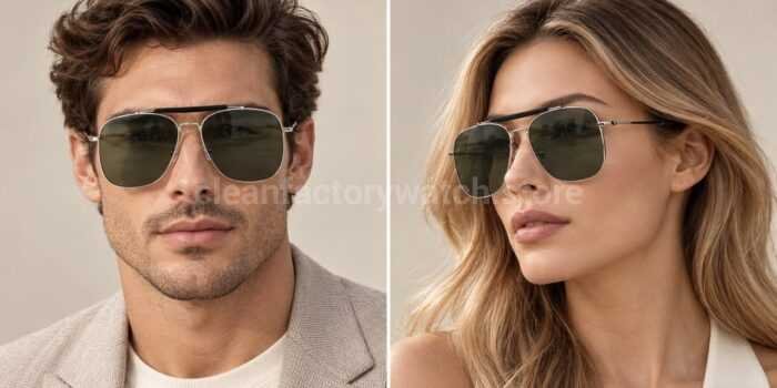 Tom Ford TF557 Aviator Sunglasses | Silver Frame & Grey-Green Lenses - Image 2