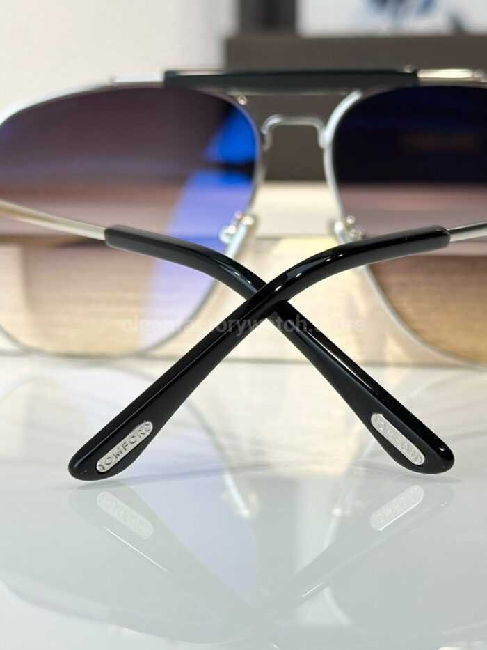 Tom Ford TF557 Aviator Sunglasses | Silver Frame & Grey-Purple Gradient Lenses - Image 10