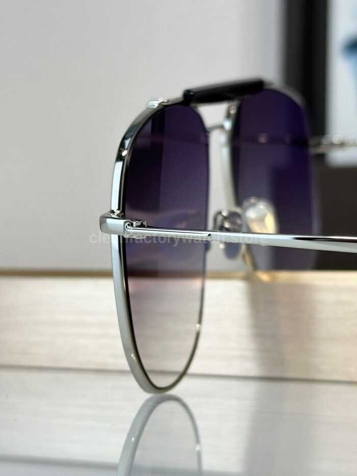 Tom Ford TF557 Aviator Sunglasses | Silver Frame & Grey-Purple Gradient Lenses - Image 6