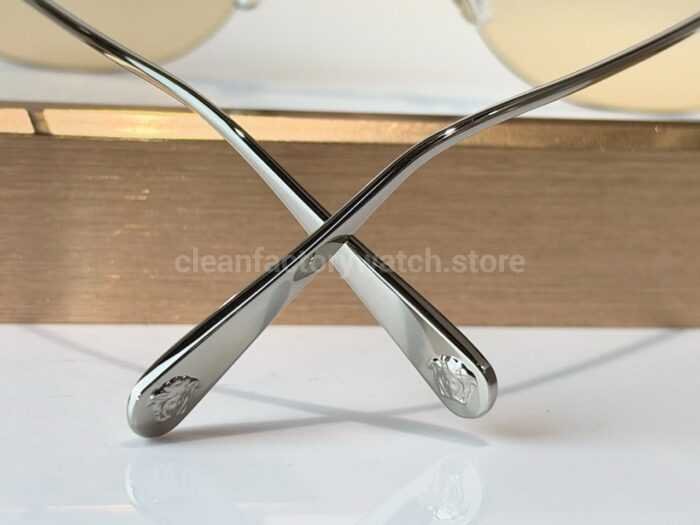 Versace VE2190 Aviator Sunglasses | Silver-Tone Frame with Blue-Grey to Yellow Gradient Lenses - Image 9