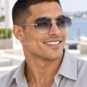 Versace VE2191 Round Sunglasses | Silver-Tone Frame with Grey Gradient Lenses