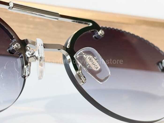 Versace VE2191 Round Sunglasses | Silver-Tone Frame with Grey Gradient Lenses - Image 9