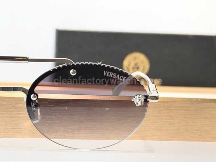 Versace VE2191 Round Sunglasses | Silver-Tone Frame with Grey Gradient Lenses - Image 7