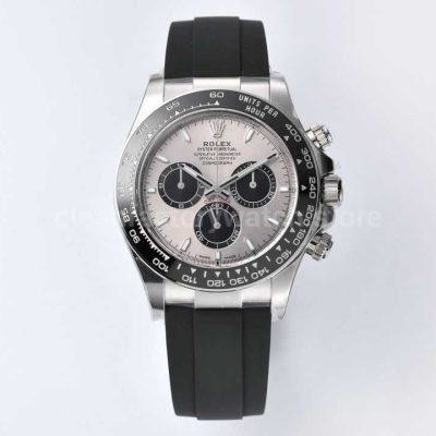 Clean Factory Daytona 126519LN-0006 replica with grey dial and black rubber strap